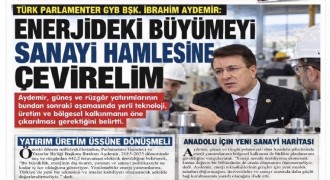 Aydemir: Yenilenebilir enerji sanayileşmenin yeni güç alanıdır